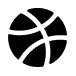 Black basketball with distinctive lines forming its pattern on a white background.